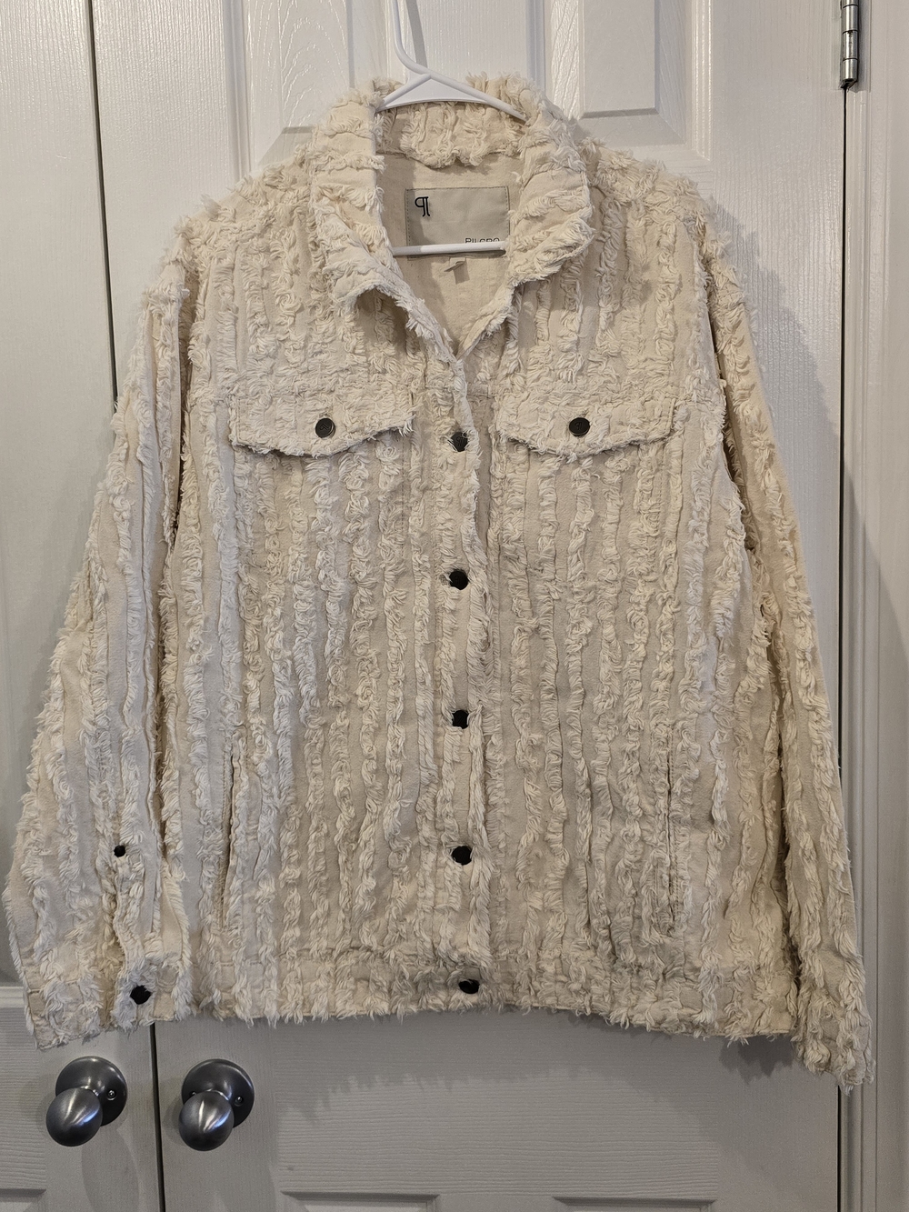 NWOT Pilcro Fringe Trucker Jacket Off White - Large